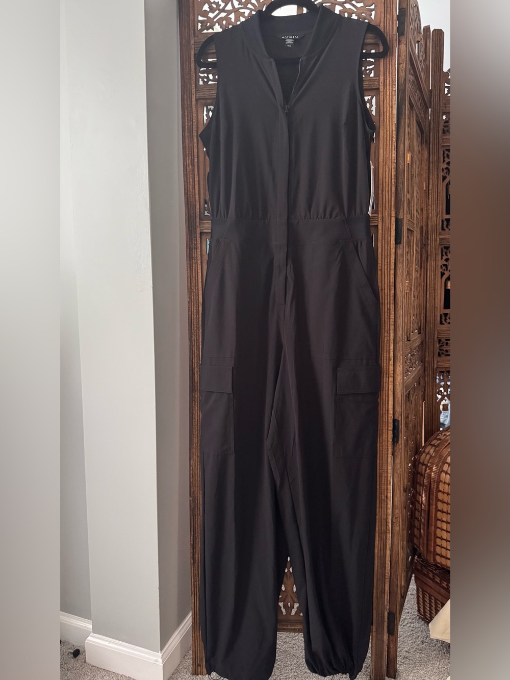 Athleta Black Sleeveless Utility Jumpsuit